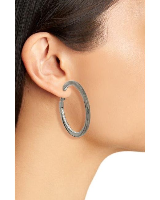 Kenneth Jay Lane Metallic Crystal Inlay Hoop Earrings