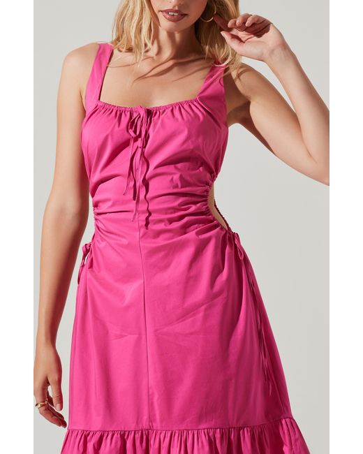 Astr Pink Bridget Sleeveless Cutout Cotton Sundress