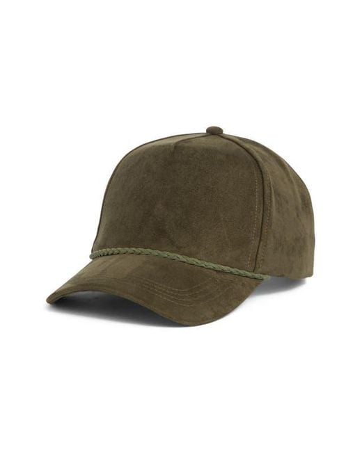 David & Young Green Faux Suede Baseball Cap