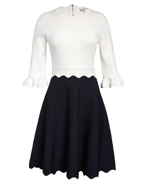 Ted Baker Lauron Crewneck Scallop-edge Skater Dress in Blue | Lyst Ted Baker Lauron Crewneck Scallop-edge Skater Dress in Blue | Lyst