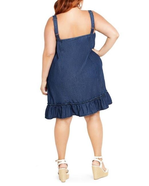 City Chic Blue Island Denim Button Front Dress