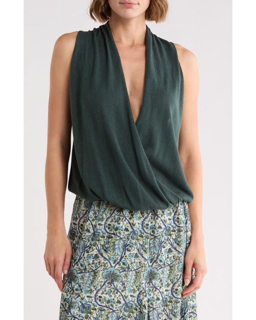 Max Studio Blue Drape Front Top