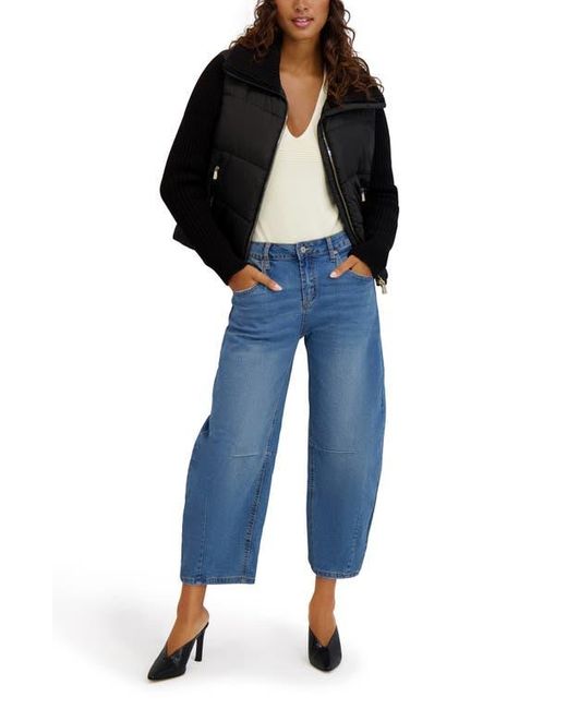 Kensie Black Knit Sleeve Quilted Core Jacket