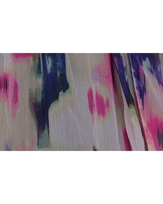 DKNY Multicolor V-Neck Long Sleeve Fit & Flare Dress