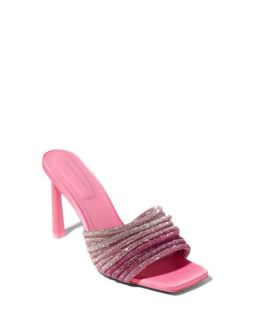 Jonathan Simkhai Pink Lena Crystal Strap Slide Sandal