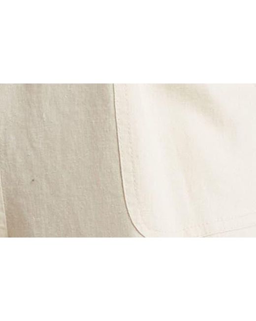 Max Studio White Drawcord Waist Long Sleeve Cargo Jumpsuit