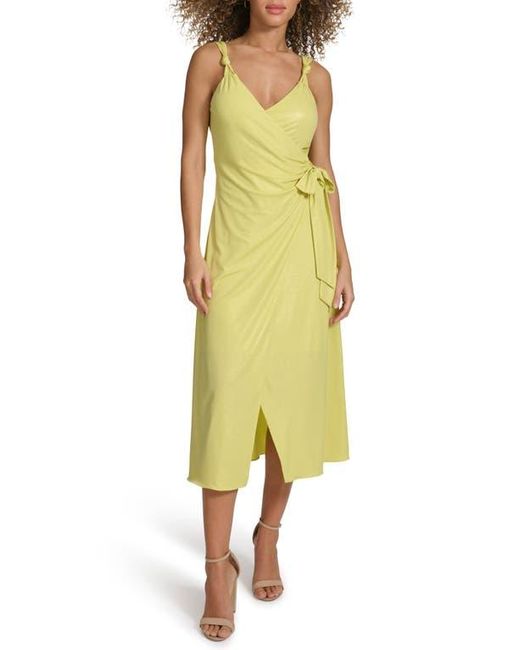 Siena Jewelry Metallic Knit Wrap Dress in Yellow | Lyst Siena Jewelry Metallic Knit Wrap Dress in Yellow | Lyst