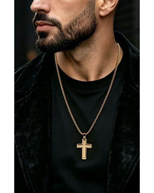 EDFORCE Metallic Two Layer Cross Necklace for men