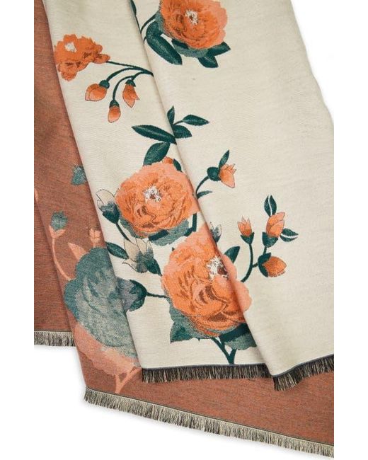 Saachi White Bloom Reversible Print Scarf
