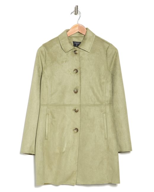 T Tahari Faux Suede Car Coat In Light Sage At Nordstrom Rack | Lyst