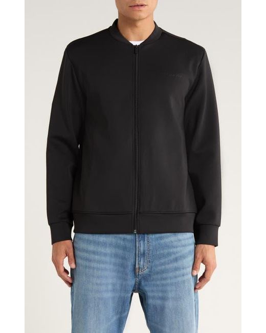 Calvin Klein Black Stretch Double Knit Bomber Jacket for men