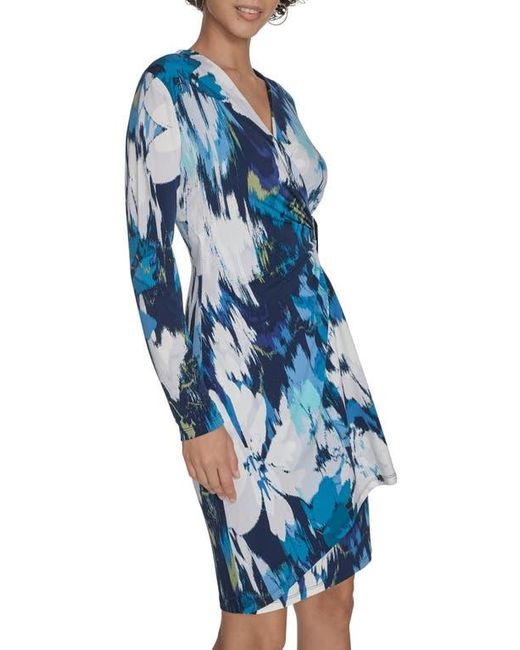 chinese dress ladies Calvin Klein Women's Long Sleeved V Neck Chiffon Faux Wrap Dress, Khaki  Multi, 10 at Amazon Women's Clothing store