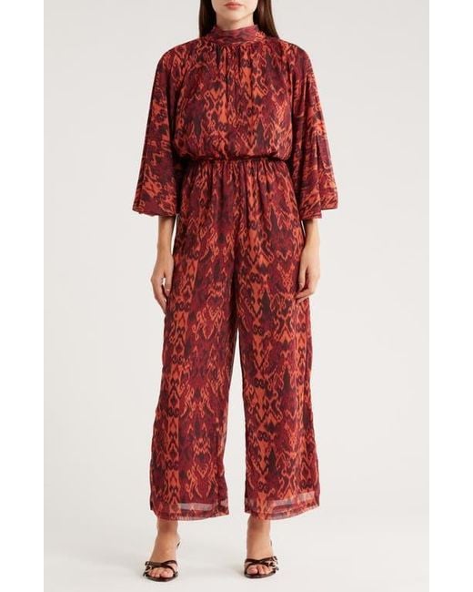 AREA STARS Red Rosalie Mock Neck Jumpsuit