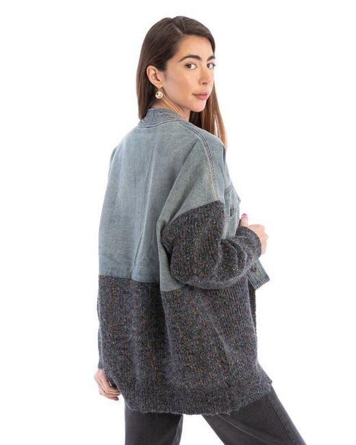 Saachi Blue Denim Knit Topper Jacket