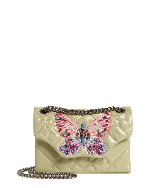 Kurt Geiger Gray Mini Kensington Butterfly Leather Crossbody Bag
