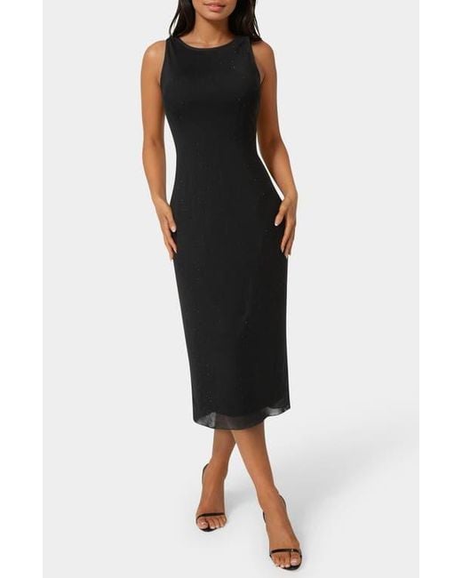 Bebe Black Sleeveless Rhinestone Powermesh Dress