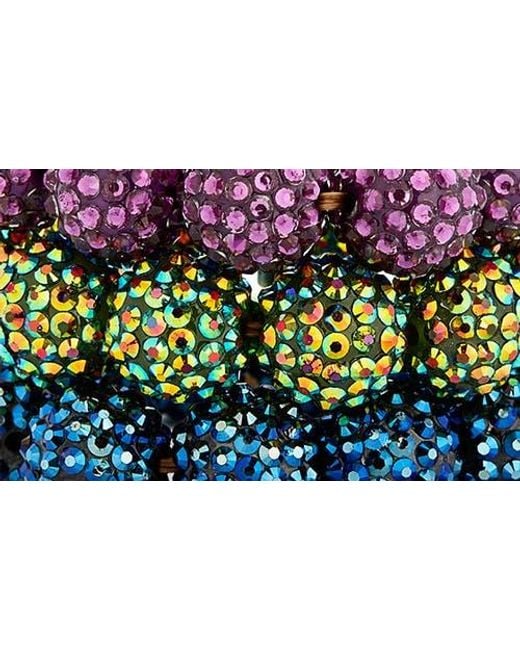 Kenneth Jay Lane Purple Set Of 3 Pavé Rhinestone Beaded Stretch Bracelets