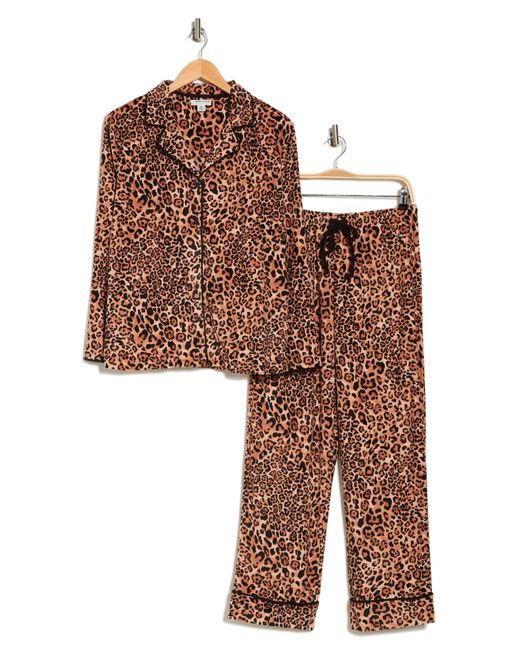 Anne Klein Multicolor Printed Long Sleeve Shirt & Pants Two-piece Pajama Set