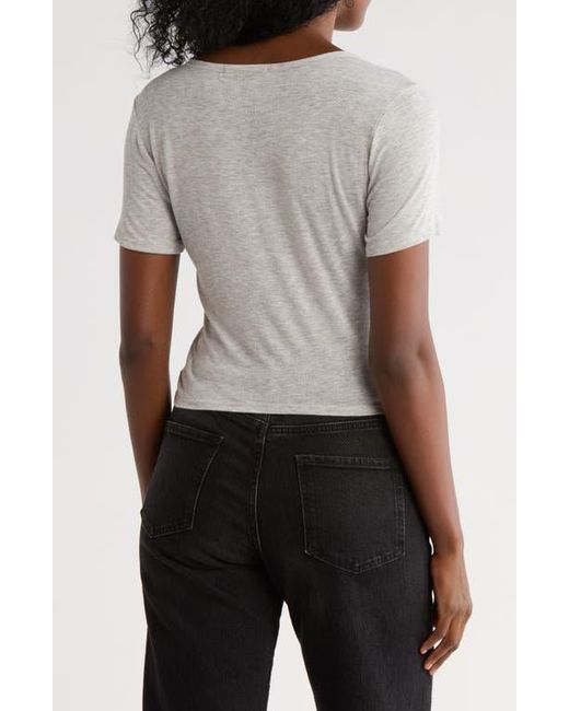 Matty M Gray Drawstring Ruched Front Top