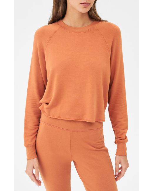 Splits59 Orange Fleece Crop Sweatshirt