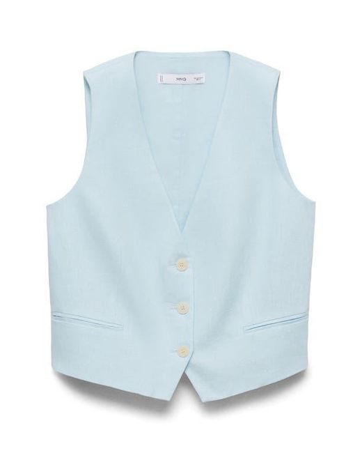 Mango Blue Linen Vest
