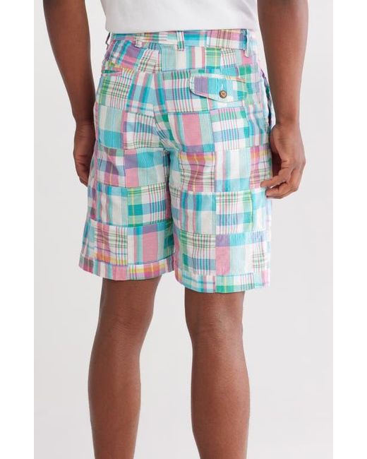 Vintage 1946 Blue Acid Wash Patchwork Madras Plaid Shorts for men