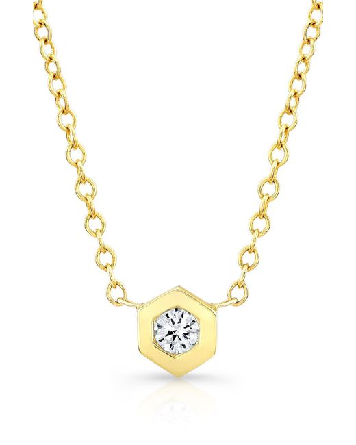 Ron Hami Metallic 14k Yellow Gold Bezel Diamond Pendant Necklace