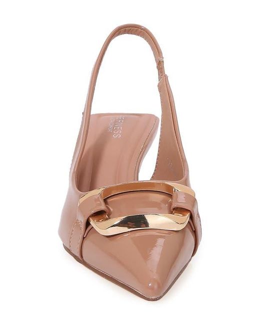 BERNESS Brown Kitten Heel Slingback Pump