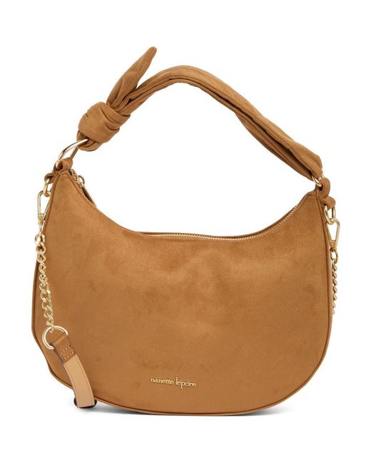 Nanette Lepore Brown Faux Leather Knot Shoulder Bag
