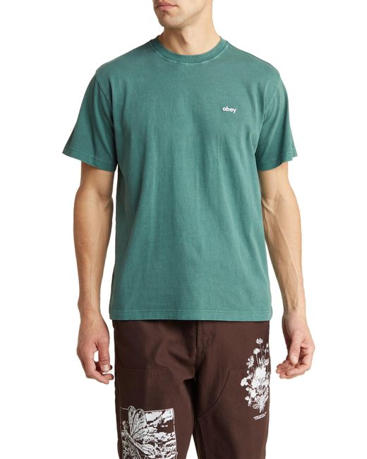 Obey Green Cotton Logo T-shirt for men