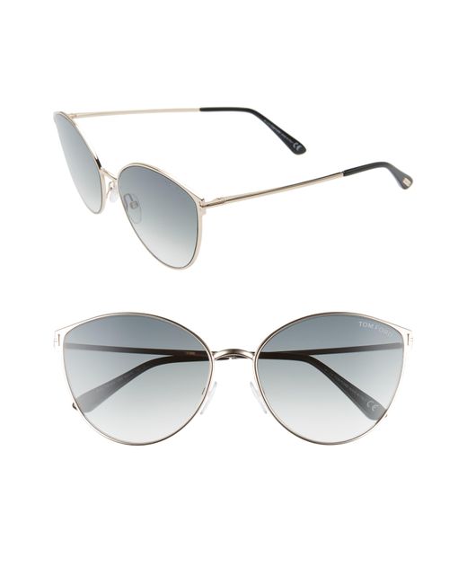 Tom Ford White Zeila 60mm Mirrored Cat Eye Sunglasses
