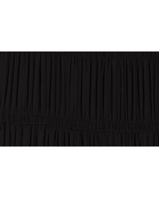 Max Studio Black Shirred Georgette Maxi Skirt