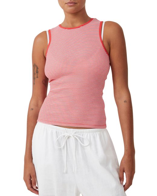 Cotton On Red The One Stripe Rib Tank
