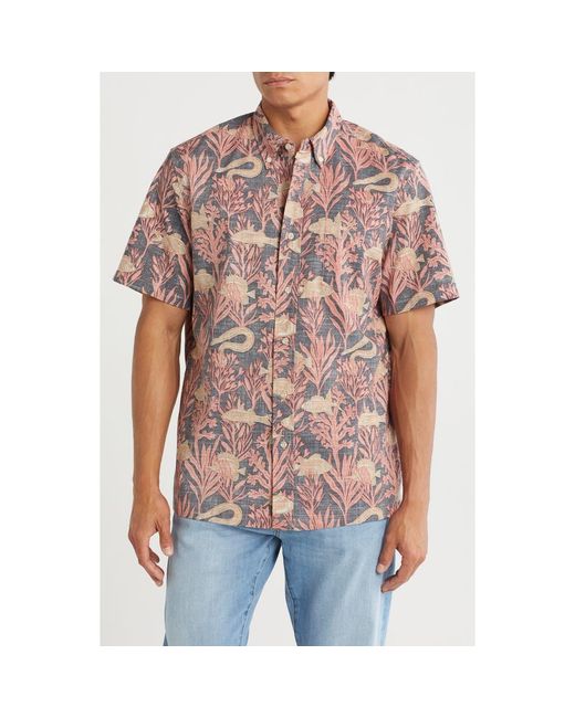 Reyn Spooner Pink Aloha Kai Classic Fit Short Sleeve Button-Down Shirt for men