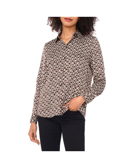 Vince Camuto Red Satin Long Sleeve Button-Up Shirt