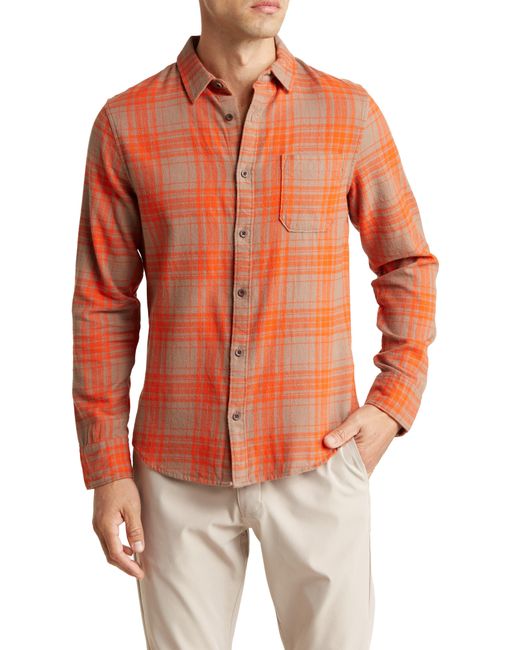 Abound Orange Ethan Plaid Button Front Shirt for men