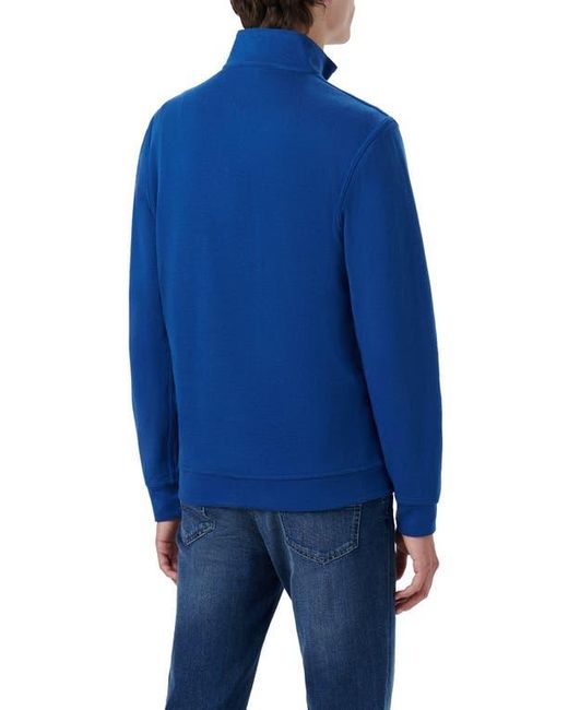 Bugatchi Blue Reversible Knit Quarter Zip Pullover for men