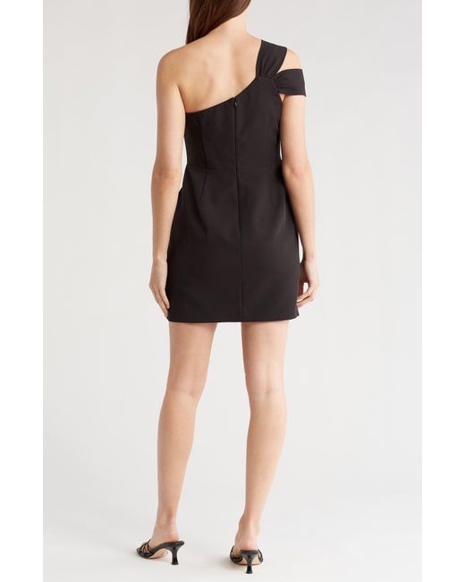 MILLY Black Peyton One-shoulder Dress