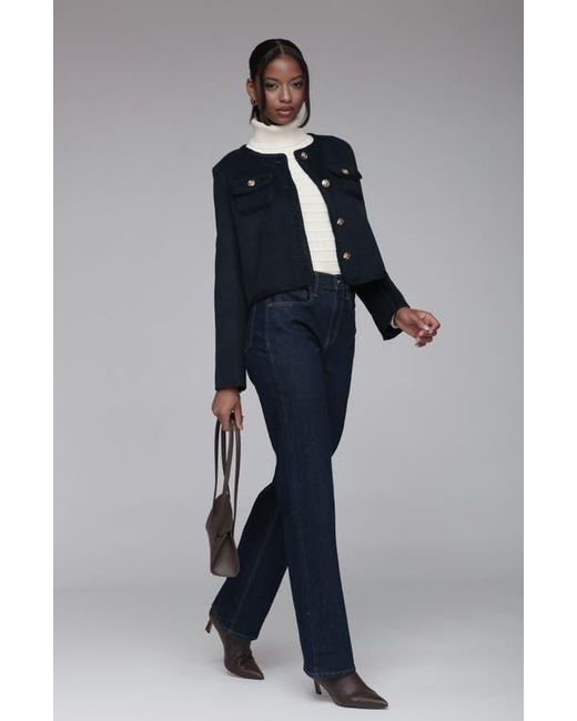 Bagatelle Blue Cropped Collarless Jacket