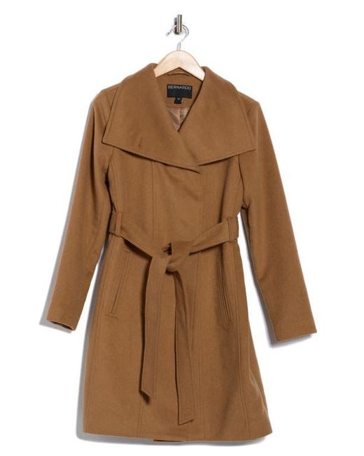 Bernardo Brown Wool Blend Wrap Coat