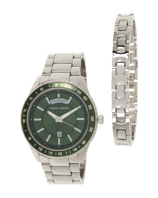 Vince Camuto Multicolor Stainless Steel Bracelet & Bracelet Watch Set In Silver/green At Nordstrom Rack for men