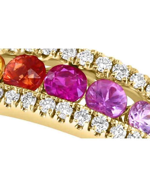 Effy White 14k Gold Rainbow Sapphire & Diamond Pavé Ring