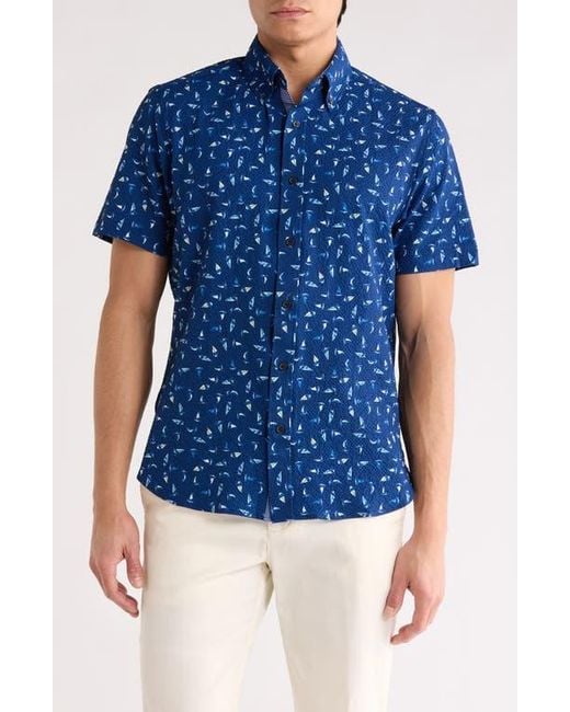Con.struct Blue Sailboat Seersucker Button-Down Shirt for men
