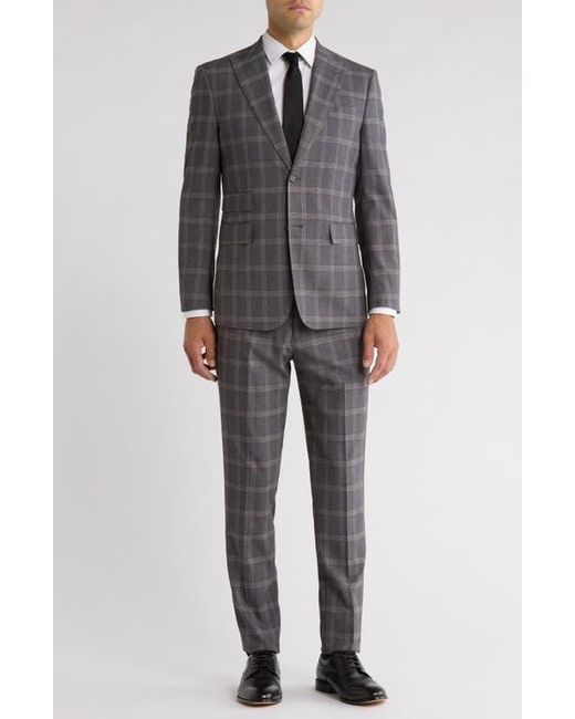 English Laundry Gray Trim Fit Plaid Two-Piece Suit for men