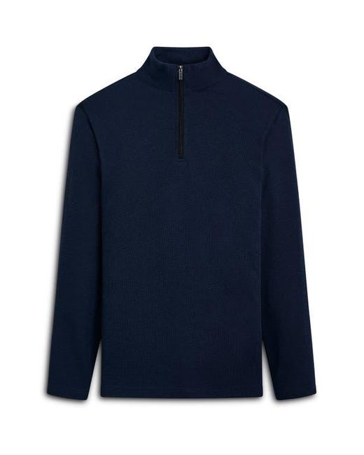 Bugatchi Blue Quarter Zip Pullover for men