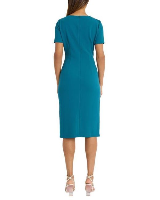 Maggy London Blue Zigzag Knit Sheath Dress