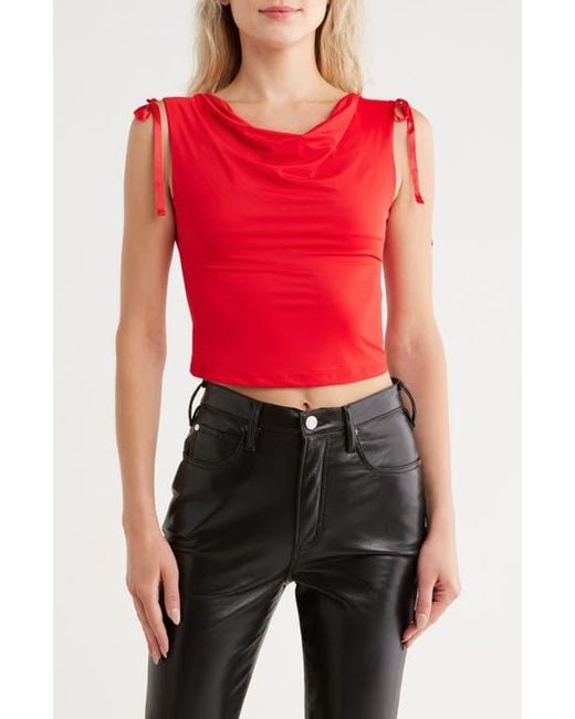 Vigoss Red Ruched Slinky Tie Top