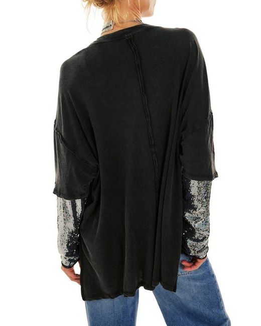 Free People Black Nellie Sequin Twofer Top