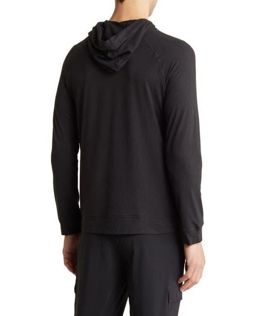 90 Degrees Black Heathered Raglan Pullover Hoodie for men