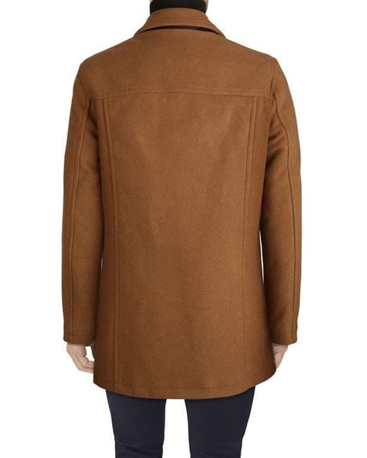 Cole Haan Brown Wool Blend Plush Car Coat for men